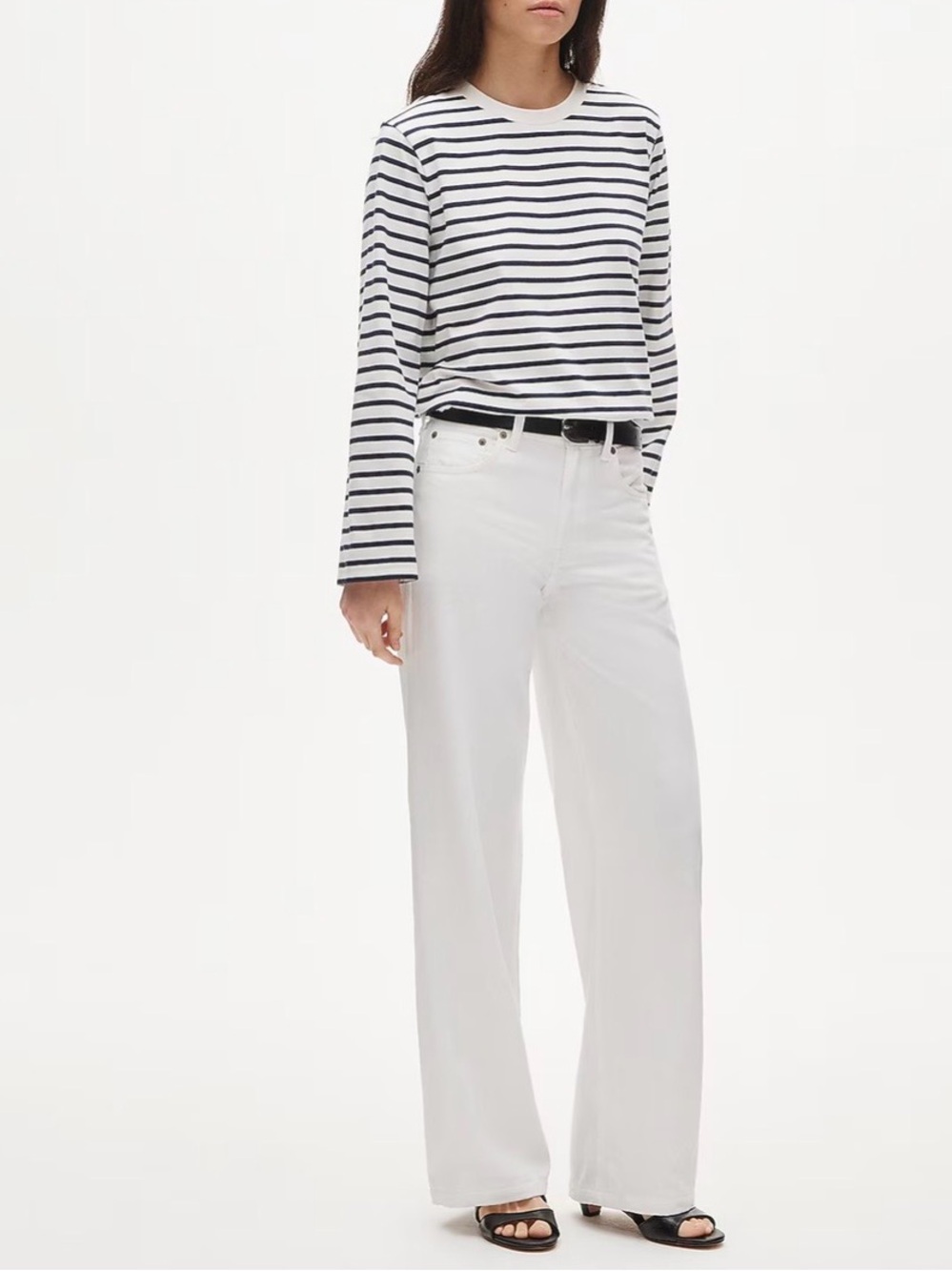 J. Crew Boyfriend Jersey T-shirt in Navy Stripe - Picture 2 of 10
